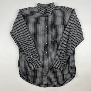 Ivy Crew Classics Men’s Navy White Medium Plaid Button Down Shirt 100% Cotton